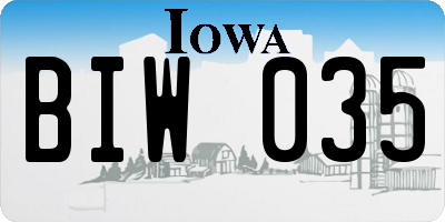 IA license plate BIW035