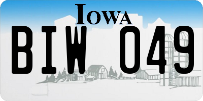 IA license plate BIW049
