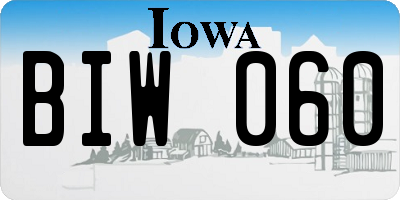 IA license plate BIW060