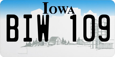 IA license plate BIW109