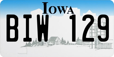 IA license plate BIW129
