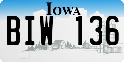 IA license plate BIW136