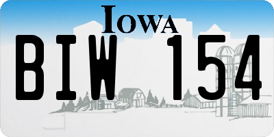 IA license plate BIW154