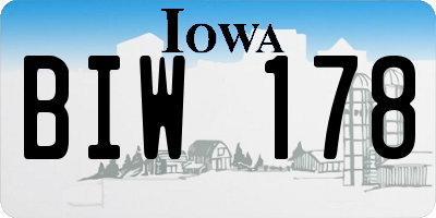 IA license plate BIW178