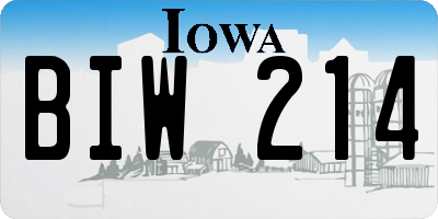 IA license plate BIW214