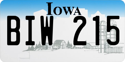 IA license plate BIW215
