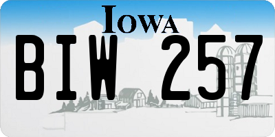 IA license plate BIW257
