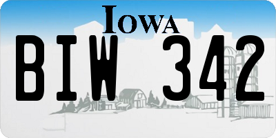 IA license plate BIW342