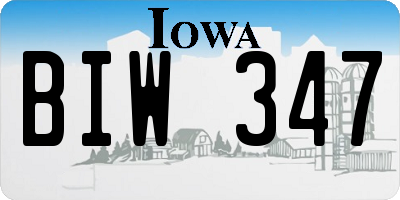 IA license plate BIW347