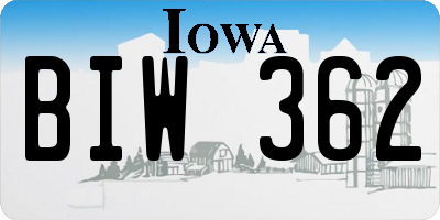 IA license plate BIW362