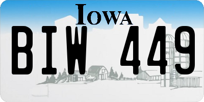 IA license plate BIW449