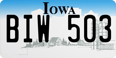 IA license plate BIW503