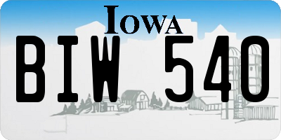 IA license plate BIW540