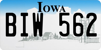 IA license plate BIW562