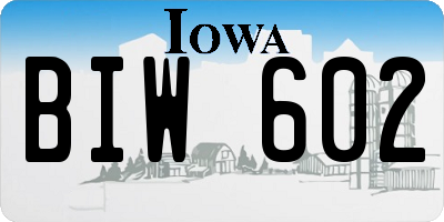 IA license plate BIW602