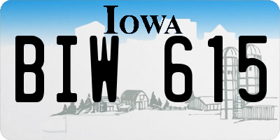 IA license plate BIW615