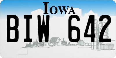 IA license plate BIW642