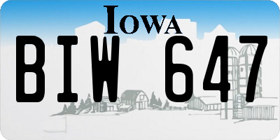 IA license plate BIW647