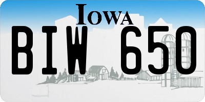 IA license plate BIW650