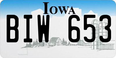 IA license plate BIW653