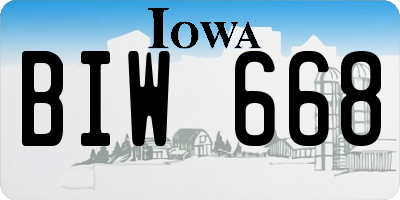 IA license plate BIW668