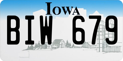 IA license plate BIW679