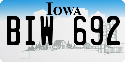 IA license plate BIW692