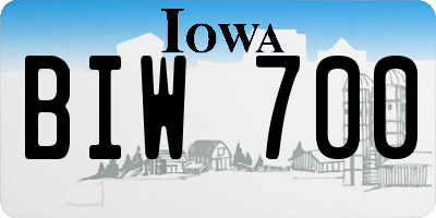 IA license plate BIW700