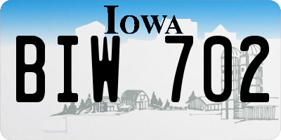IA license plate BIW702