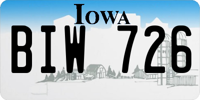 IA license plate BIW726