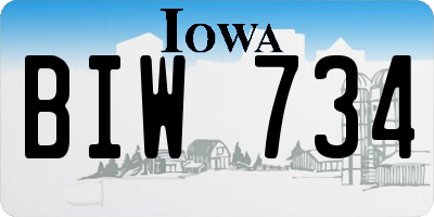 IA license plate BIW734