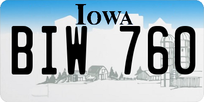 IA license plate BIW760