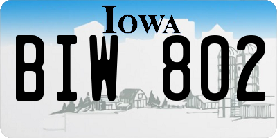 IA license plate BIW802