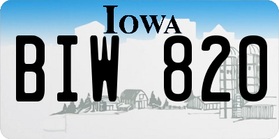 IA license plate BIW820