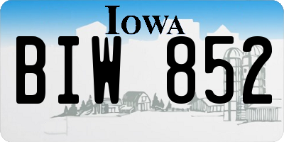 IA license plate BIW852