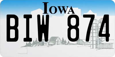 IA license plate BIW874