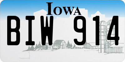 IA license plate BIW914