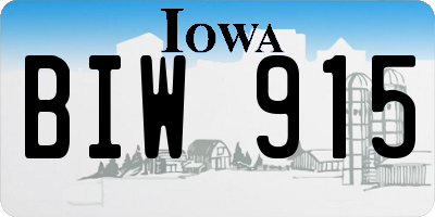 IA license plate BIW915