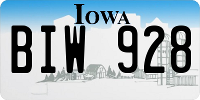 IA license plate BIW928