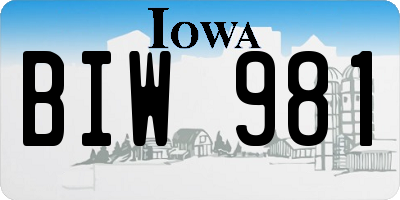 IA license plate BIW981