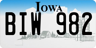 IA license plate BIW982