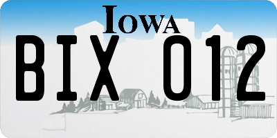 IA license plate BIX012