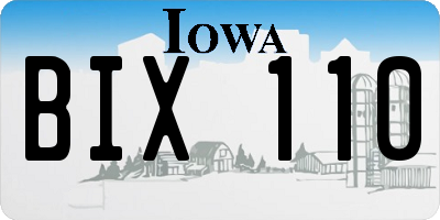 IA license plate BIX110
