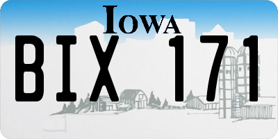 IA license plate BIX171