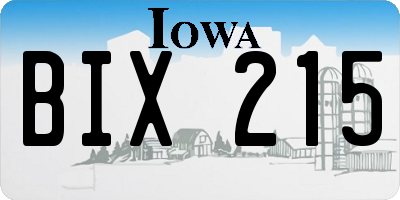 IA license plate BIX215