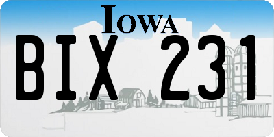 IA license plate BIX231