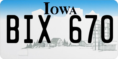 IA license plate BIX670