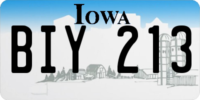 IA license plate BIY213