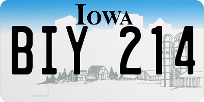 IA license plate BIY214
