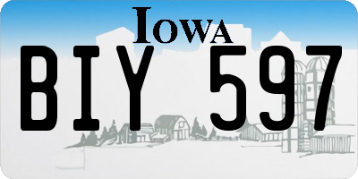 IA license plate BIY597